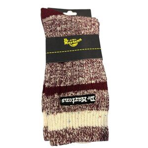Dr Martens Men's M/L 9-14 Oxblood White Marled Crew Socks